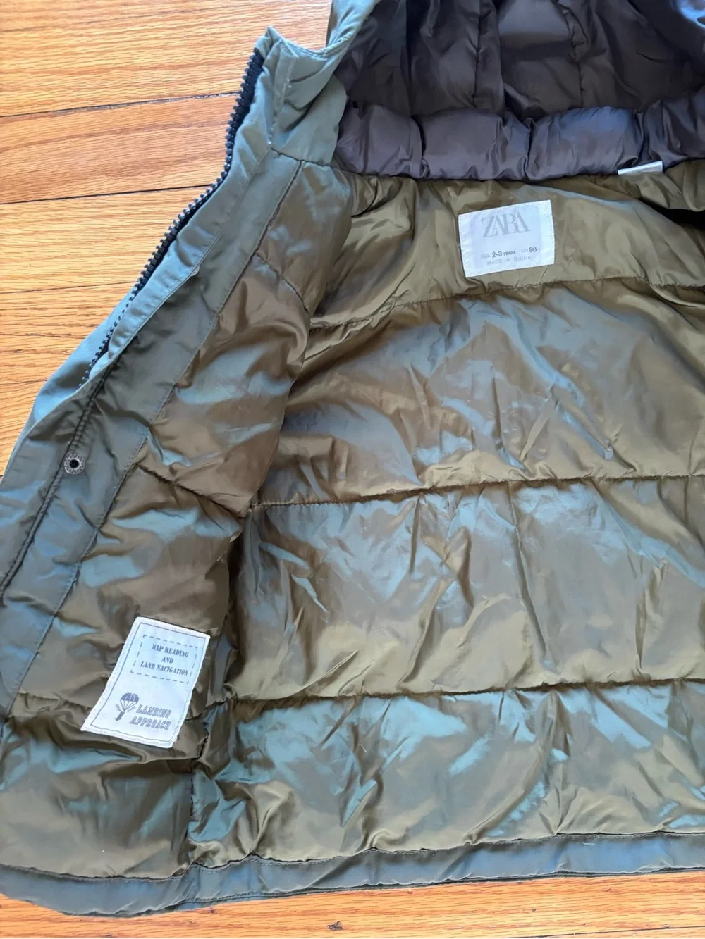 Zara parka‎ winter coat boys olive green 2-3 yrs old.